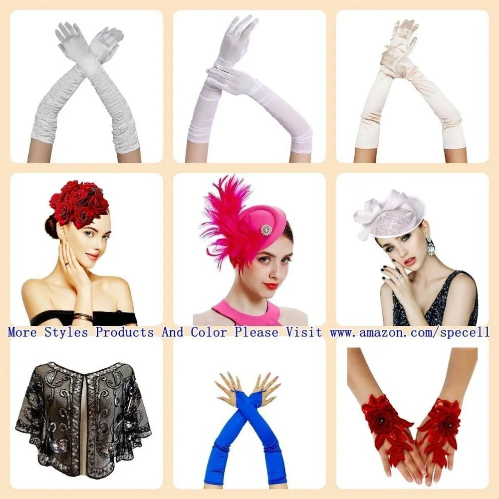 Women's A-Mesh-‌Red Rhinestone Sparkly Elbow Length Gloves Halloween Costumes